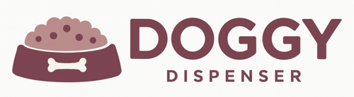 Logo of a dog food dispenser with 'DOGGY DISPENSER' text on a white background